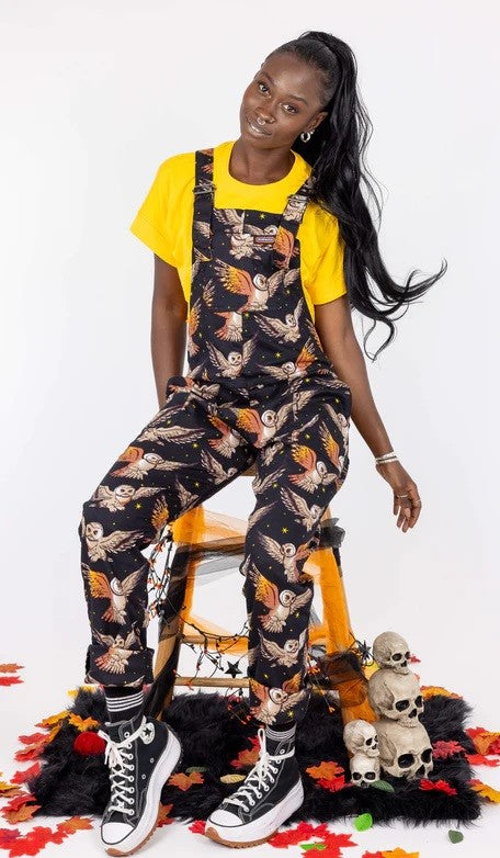 What A Hoot Owl Print Stretch Twill Cotton Dungarees by Run and Fly