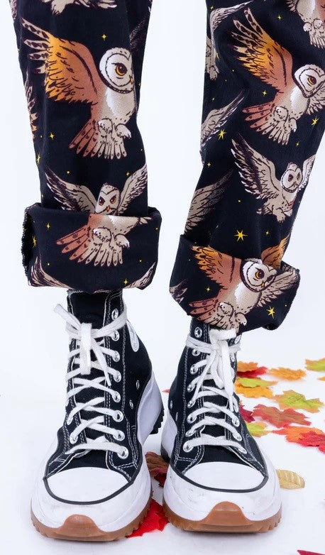 What A Hoot Owl Print Stretch Twill Cotton Dungarees by Run and Fly