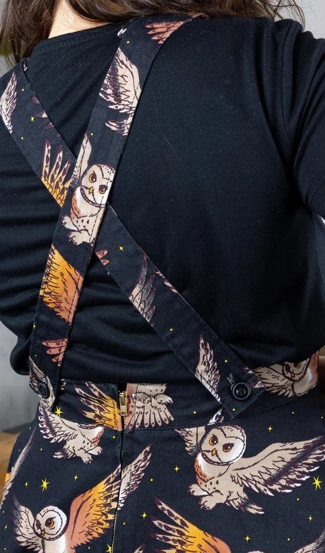 Run and Fly What A Hoot Owl Print Flared Pinafore Dress