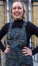 Forest Green Paisley Print Dungaree Pinafore Dress by Run and Fly