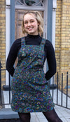 Forest Green Paisley Print Dungaree Pinafore Dress by Run and Fly