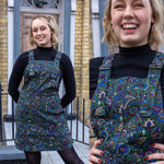 Forest Green Paisley Print Dungaree Pinafore Dress by Run and Fly