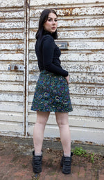 Forest Green Paisley Print Button Front Skirt by Run and Fly