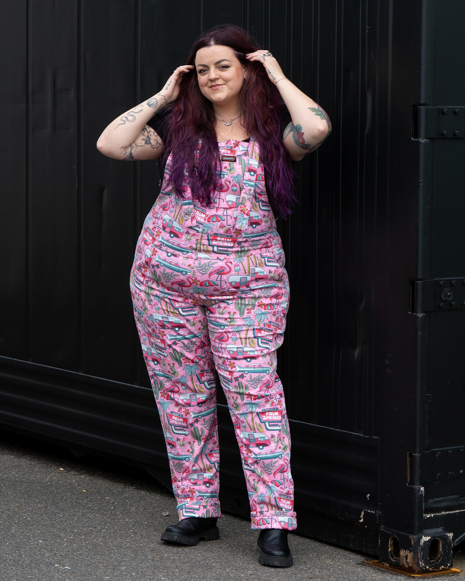 Palm Springs Print Stretch Cotton Dungarees by Run and Fly