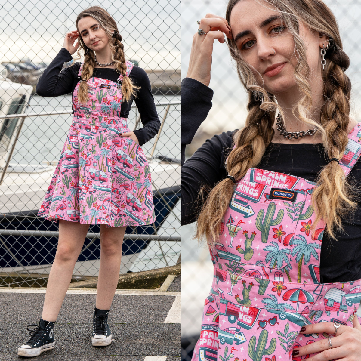 Run and Fly Palm Springs Flared Pinafore Dress