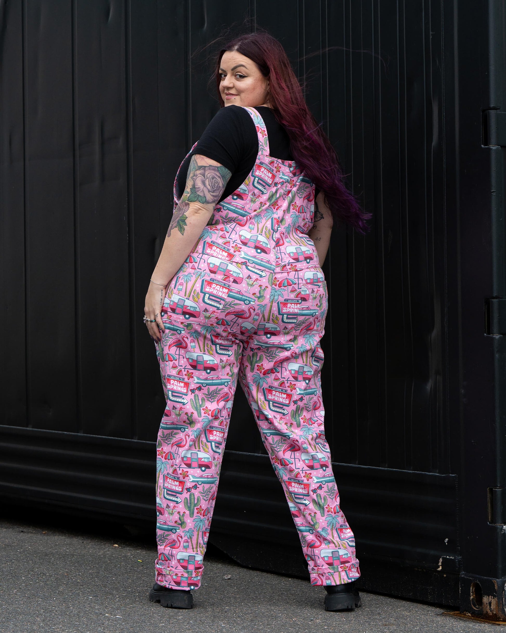 Palm Springs Print Stretch Cotton Dungarees by Run and Fly