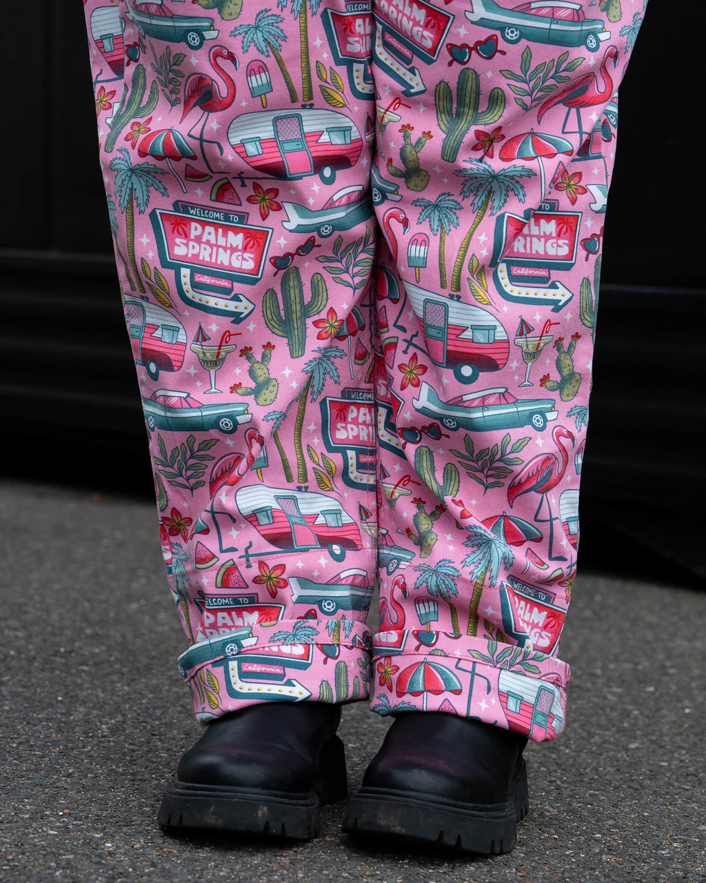 Palm Springs Print Stretch Cotton Dungarees by Run and Fly