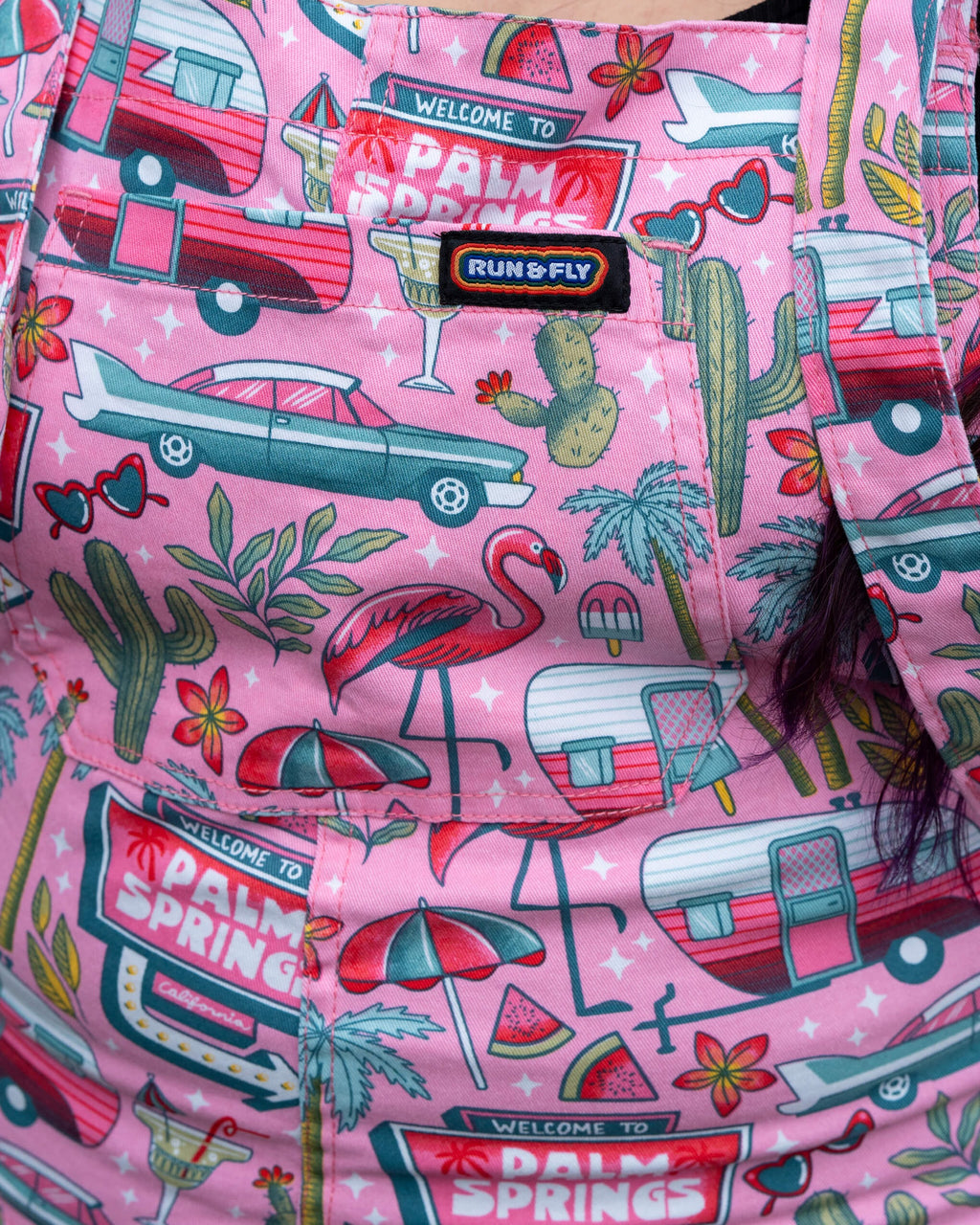 Palm Springs Print Stretch Cotton Dungarees by Run and Fly