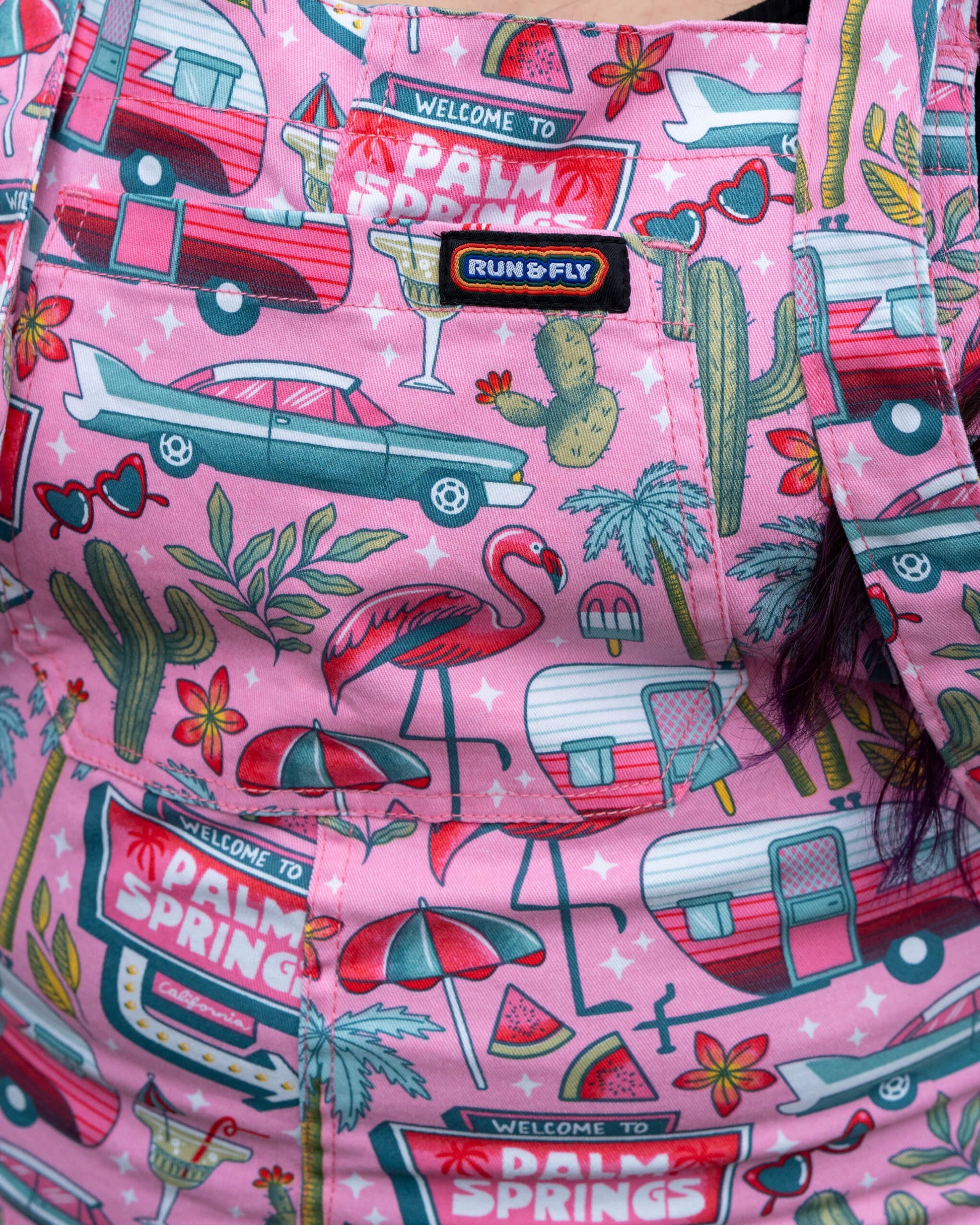 Palm Springs Print Stretch Cotton Dungarees by Run and Fly