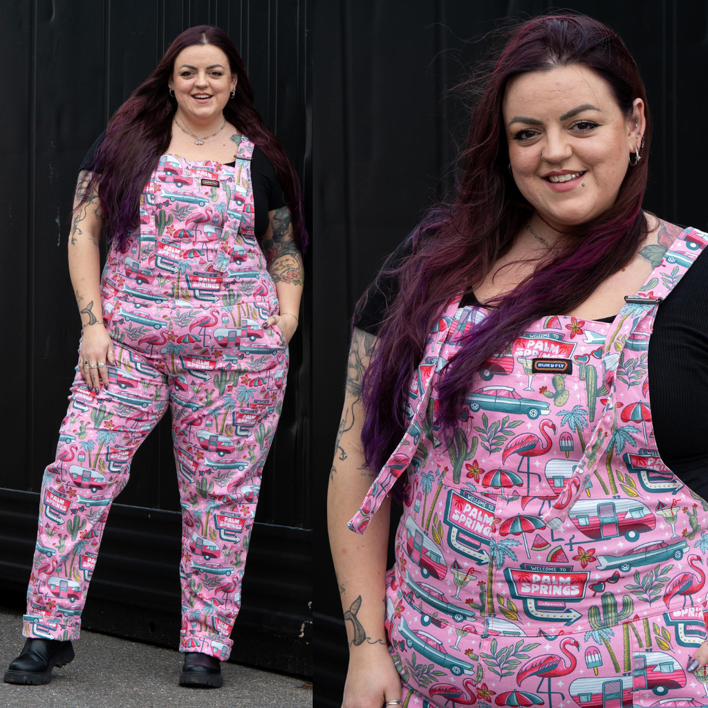 Palm Springs Print Stretch Cotton Dungarees by Run and Fly