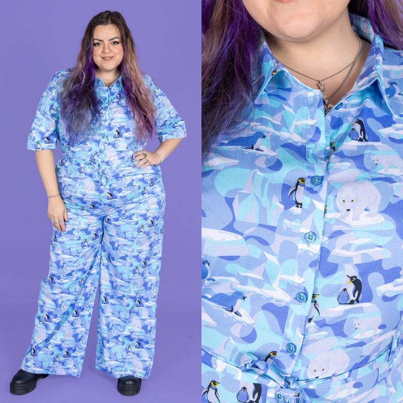 Run and Fly Winter Friends Penguin Print Jumpsuit