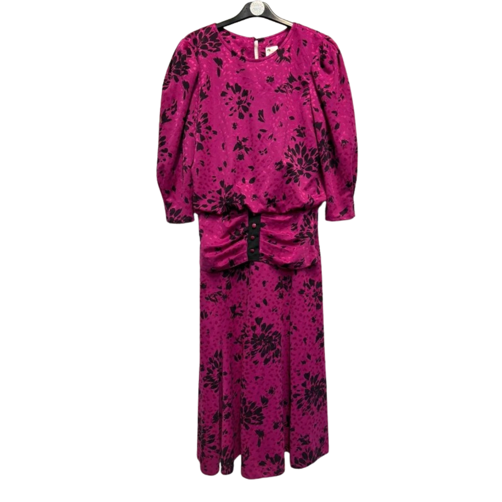Vintage 80’s Dress 10 Pink Black Day Midi Retro True Purple