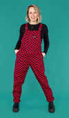 Checkerboard Print Stretch Twill Cotton Dungarees