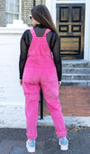 Bright Bubblegum Pink Stretch Corduroy Dungarees by Run and Fly