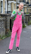 Bright Bubblegum Pink Stretch Corduroy Dungarees by Run and Fly