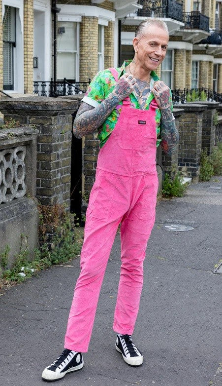 Bright Bubblegum Pink Stretch Corduroy Dungarees by Run and Fly