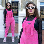 Bright Bubblegum Pink Stretch Corduroy Dungarees by Run and Fly