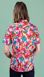 Pink Tiger Lily Print Shirt by Run and Fly