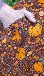 Run and Fly Autumn Pumpkin Print Flared Pinafore Dress