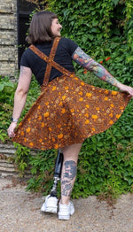 Run and Fly Autumn Pumpkin Print Flared Pinafore Dress