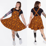 Run and Fly Autumn Pumpkin Print Flared Pinafore Dress