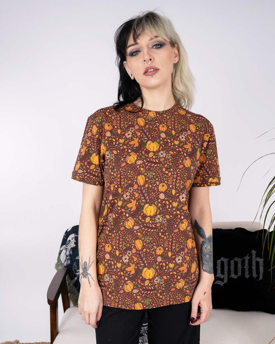 Pumpkin Print T Shirt by Run and Fly