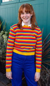 Rainbow Stripe Cropped Jumper by Run and Fly