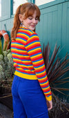 Rainbow Stripe Cropped Jumper by Run and Fly