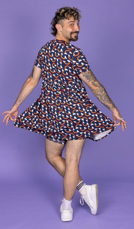 Over The Rainbow Jersey Smock Dress with Pockets by Run and Fly