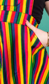 Run and Fly Rainbow Stripe Print Flared Pinafore Dress