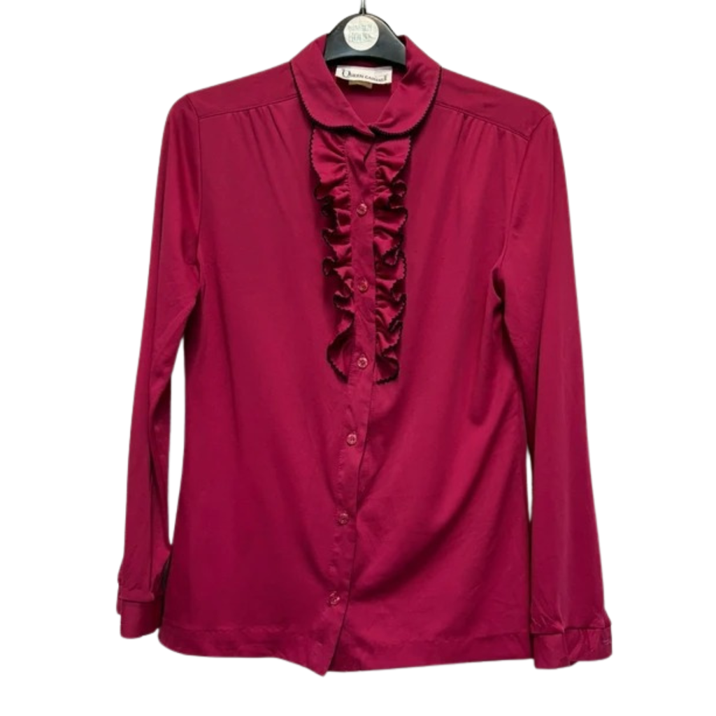 Ruffle Collar Blouse 8 Raspberry Pink 70’s 80’s True Retro