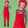 Red Stretch Corduroy Dungarees by Run and Fly