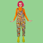Run and Fly X Katie Abey Weird and Wonderful Print Stretch Twill Cotton Dungarees