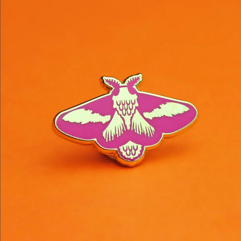 Rosy Maple Moth Enamel Lapel Pin Badge