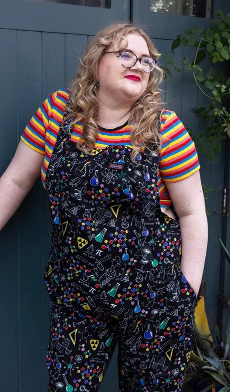 Science Print Stretch Twill Cotton Dungarees by Run and Fly