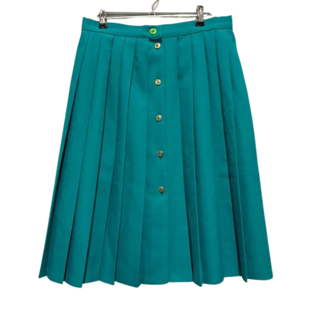 Vintage St Michael Skirt Teal Green Pleated Midi 12