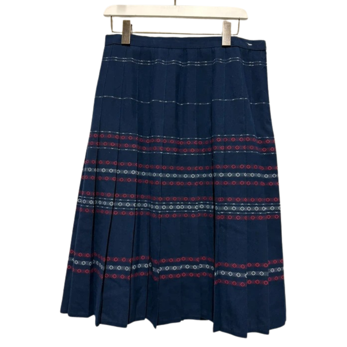 Vintage 70’s Navy Blue Pleated Skirt Retro Boho 12-14