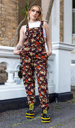 Island Time Sloth Print Stretch Twill Cotton Dungarees by Run and Fly