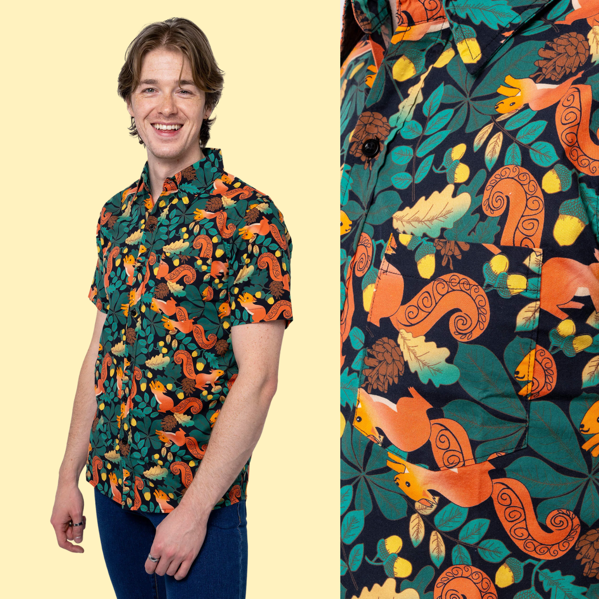 Acorn Adventure Squirrel Print Shirt by Run and Fly