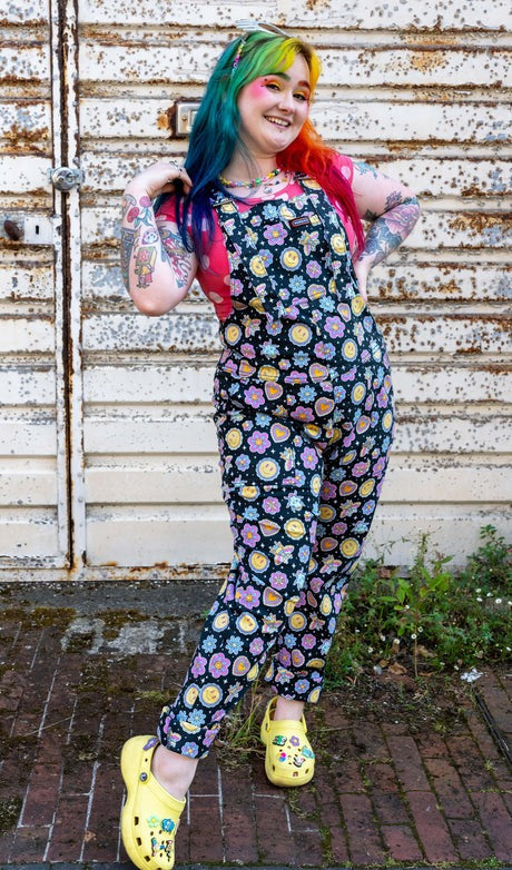 Bee Happy Print Twill Cotton Dungarees by Run and Fly