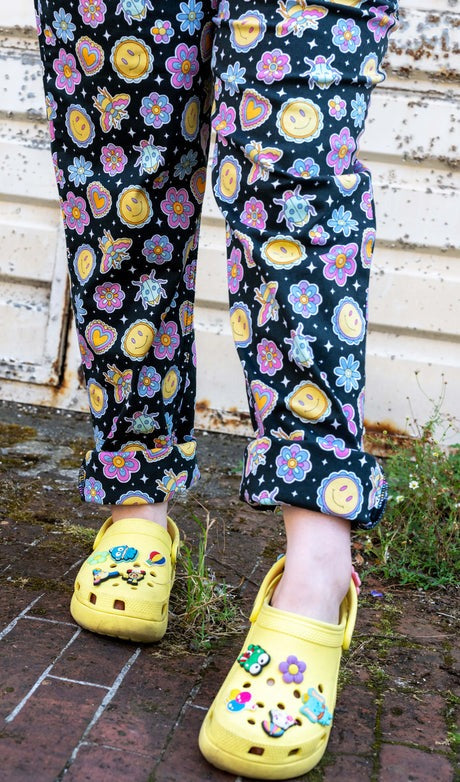 Bee Happy Print Twill Cotton Dungarees by Run and Fly