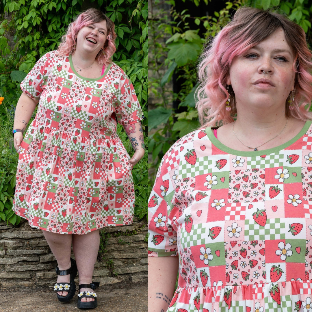 Strawberry Picnic Smock Dress with Pockets by Rebel Romance