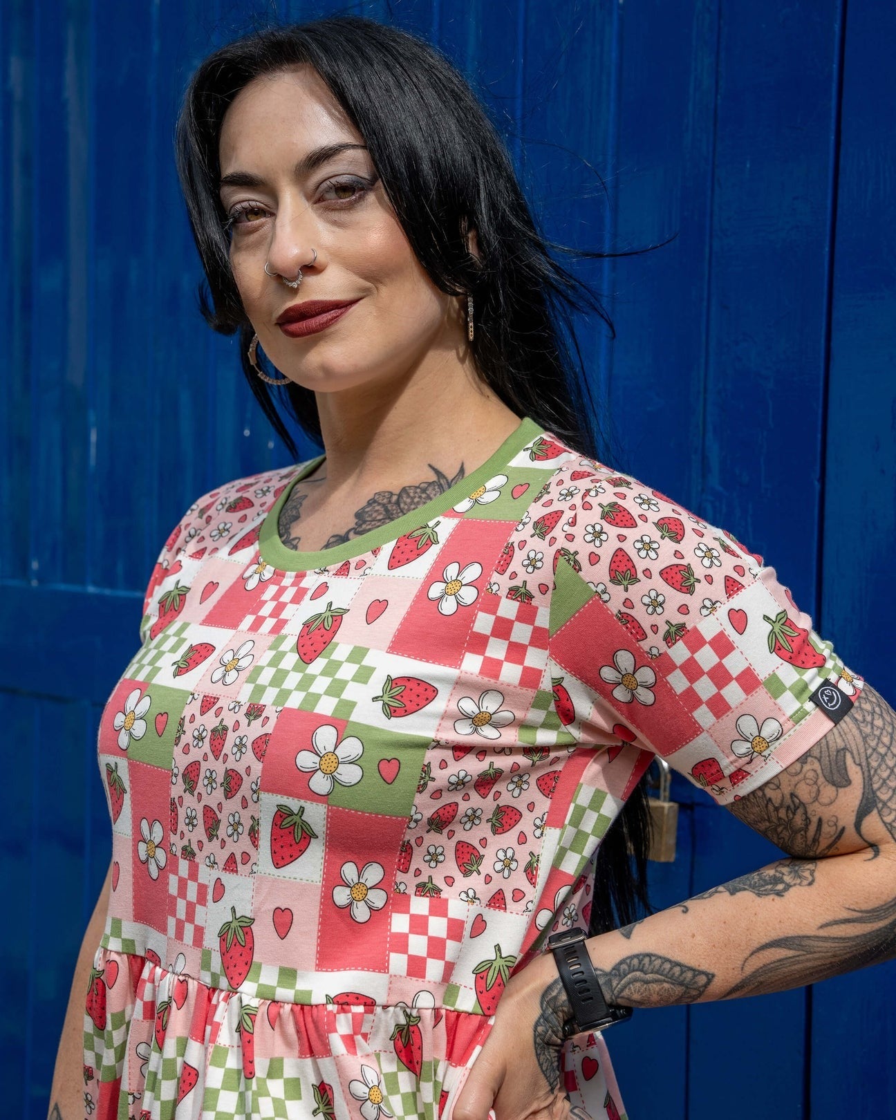 Strawberry Picnic Smock Dress with Pockets by Rebel Romance