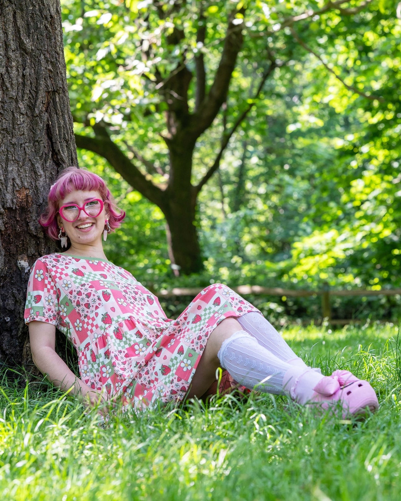 Strawberry Picnic Smock Dress with Pockets by Rebel Romance