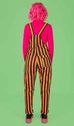 Rainbow Stripes Print Stretch Twill Cotton Dungarees by Run and Fly