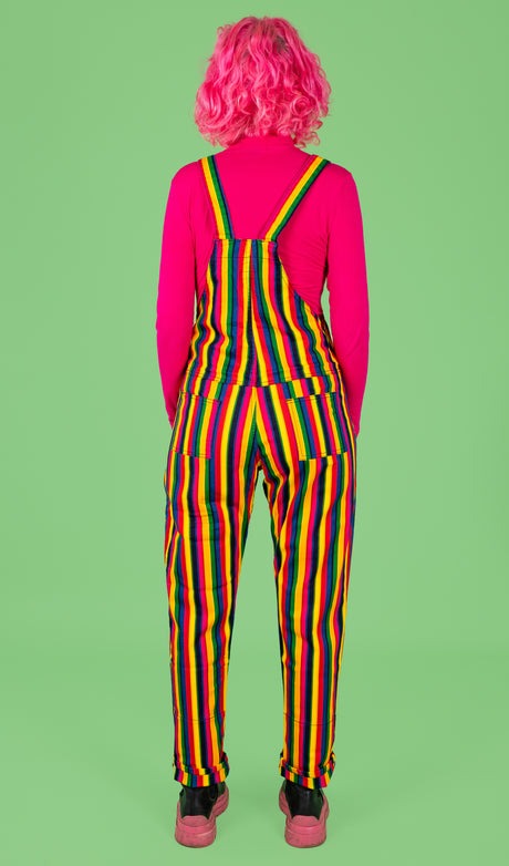 Rainbow Stripes Print Stretch Twill Cotton Dungarees by Run and Fly