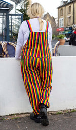 Rainbow Stripes Print Stretch Twill Cotton Dungarees by Run and Fly