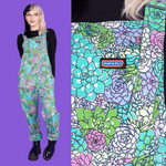 Run and Fly Succulents Print Stretch Twill Cotton Dungarees