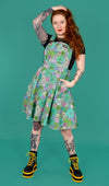 Run and Fly Succulents Print Flared Pinafore Dress