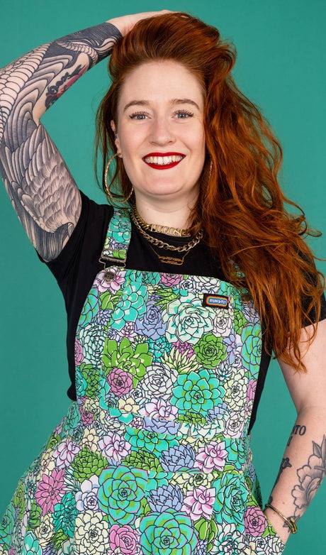 Run and Fly Succulents Print Flared Pinafore Dress
